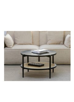 Circular coffee table with wooden shelf and black metal legs || 100 cm - pzsku/ZBCDACAD4B13C5F820584Z/45/_/1739886870/36cd7f96-e328-4558-b071-6bfa975cfc2f