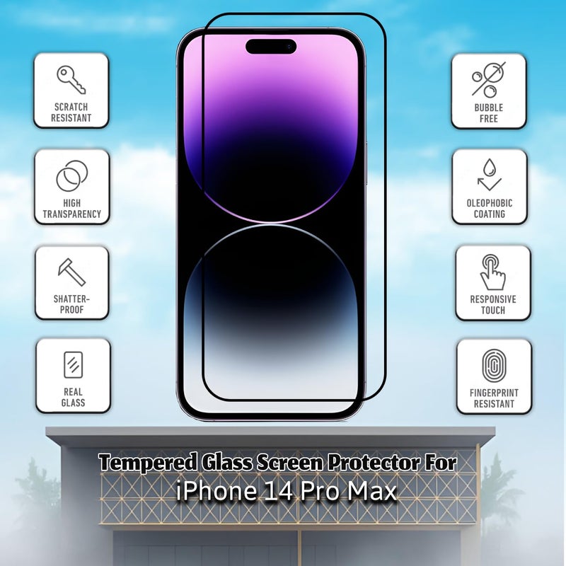 SPCORE Tempered Glass Screen Protector Compatible for iPhone 14 Pro Max (6.7 Inch) with Edge to Edge Coverage and Easy Installation kit,Black - Image 2