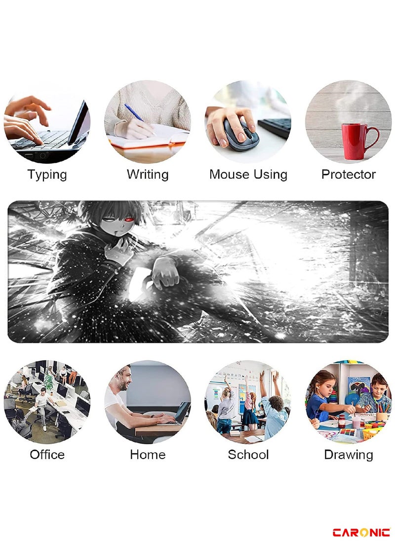 CARONIC - Large Gaming Mouse Pad with Superior Micro Weave Cloth Extended Desk Mousepad with Stitched Edges Non-Slip Base Water Resist Keyboard Pad For Gamer And Office Home TG 289 - Image 1