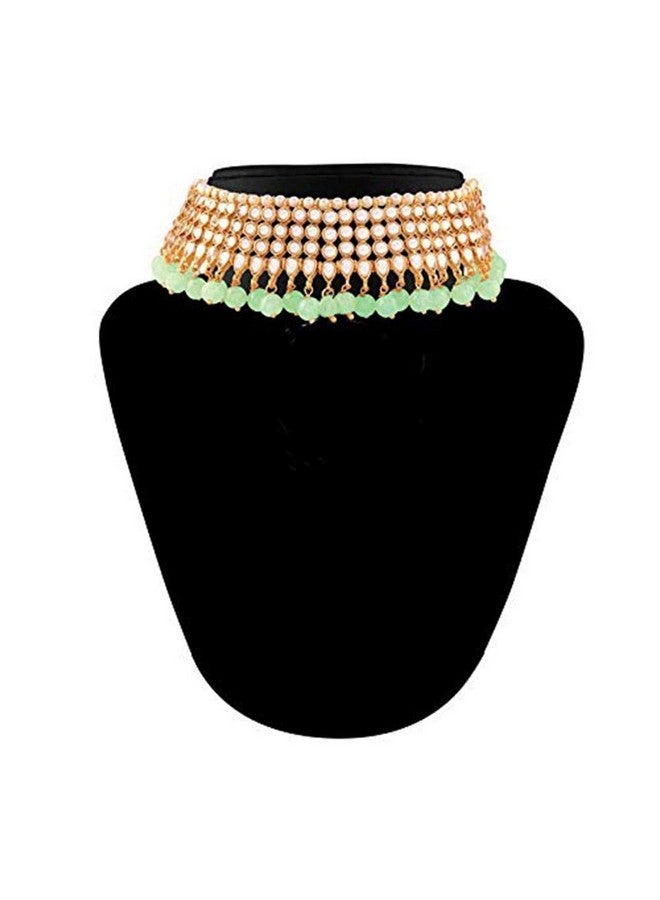 Aheli Kundan Beaded Necklace Dangle Earrings Maang Tikka Indian Bollywood Style Fashion Ethnic Jewelry Set For Women - Image 3