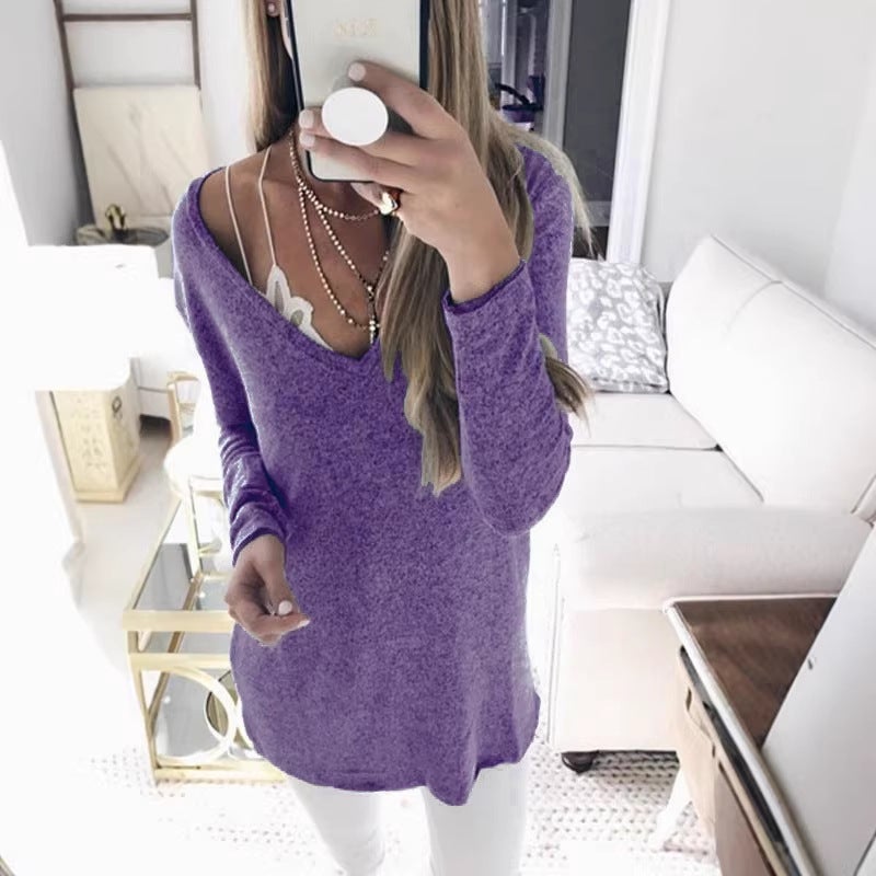 Wish Sweater Long Sleeve V-Neck Sweater Top Women'S Clothing - Image 1