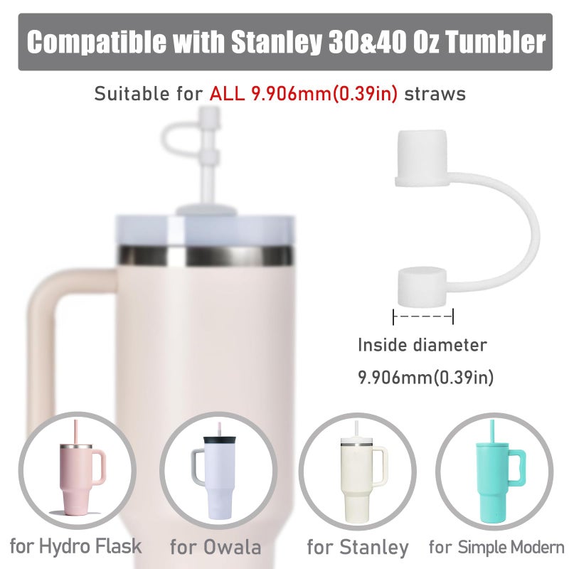 CEDIDJAC 6PCS Silicone Straw Covers Cap Compatible with Stanley Cup 30-40 oz Tumbler with Handle 10mm Straw Toppersï¼ŒDust-Proof Reusable Straw Cover for Stanley Cup Accessories (White) - Image 4
