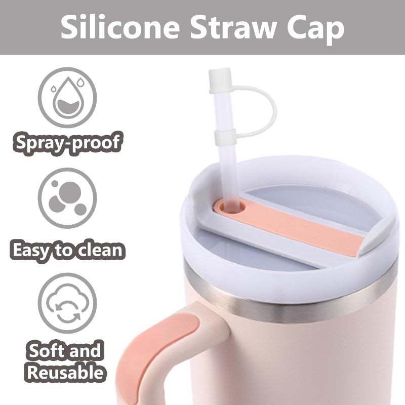 CEDIDJAC 6PCS Silicone Straw Covers Cap Compatible with Stanley Cup 30-40 oz Tumbler with Handle 10mm Straw Toppersï¼ŒDust-Proof Reusable Straw Cover for Stanley Cup Accessories (White) - Image 3