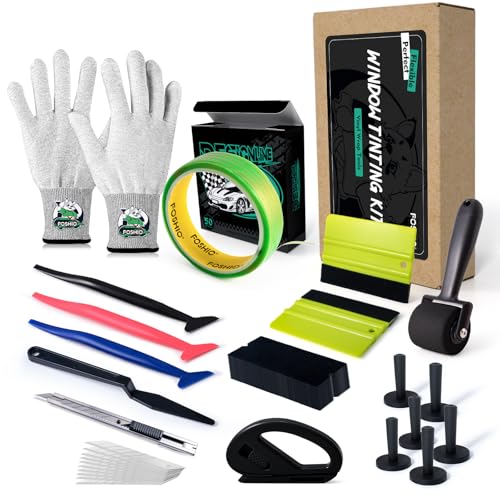 FOSHIO 50M Knife Less Vinyl Wrap Tools Kit 6PCS Car Wrap Magnets Vinyl Wrap Gloves Sponge Roller Felt Squeegee Utility Knife Wrapping Paper Cutter Set Micro Squeegee Window Tint Tools Kit - Image 1
