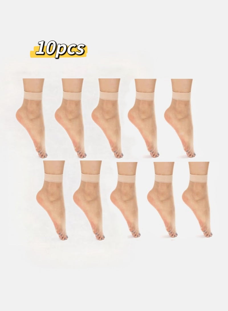 of 10 Pairs Plain Mesh Ankle Length Socks Set - Image 1