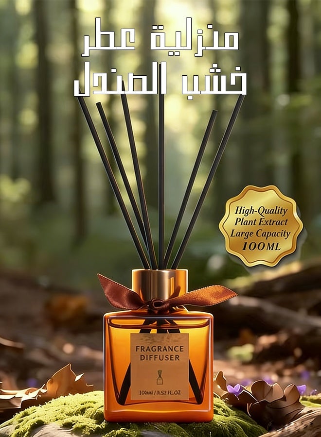 يهييو معطر موزع عطور منزلي، موزع عطور برائحة خشب الصندل، جو عبادة مهيب ووقور، تعطير 6 قصبات من الروطان، 100 مل - Image 1