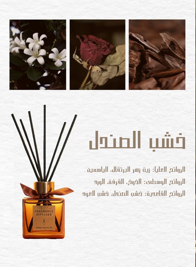 يهييو معطر موزع عطور منزلي، موزع عطور برائحة خشب الصندل، جو عبادة مهيب ووقور، تعطير 6 قصبات من الروطان، 100 مل - Image 3