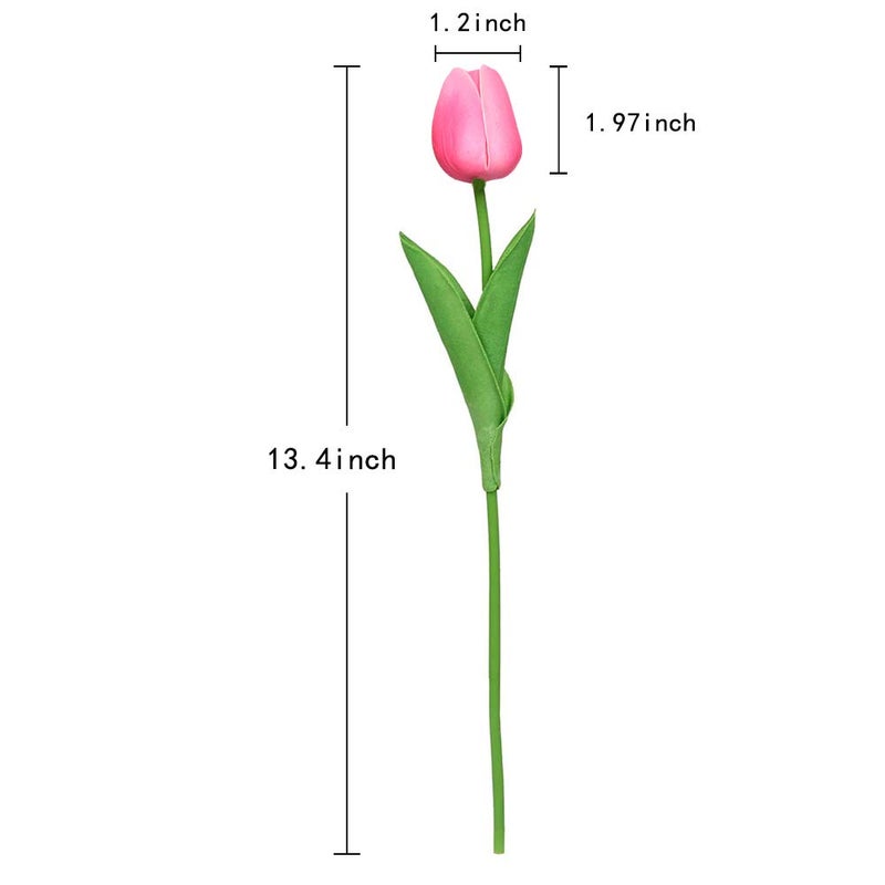 IPOPU Pink Tulips Artificial Flowers 24PCS Real Touch Tulips Flowers Fake Pink Tulips Faux Flowers for Home Decoration Wedding Bouquet Party Baby Shower Centerpieces Bridal Bouquet Decor - Image 4