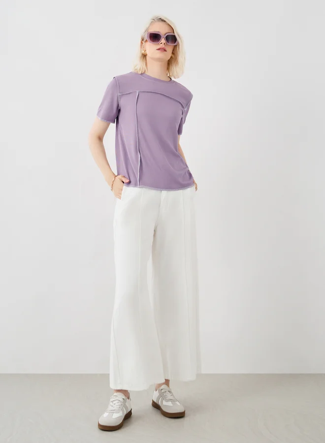 Take Two Textured Round Neck Short Sleeve T-Shirt