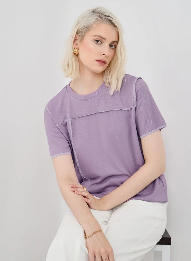 Take Two Textured Round Neck Short Sleeve T-Shirt