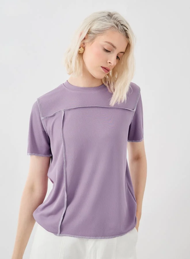 Take Two Textured Round Neck Short Sleeve T-Shirt