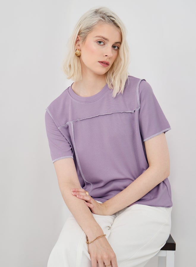 Take Two Textured Round Neck Short Sleeve T-Shirt - Image 2