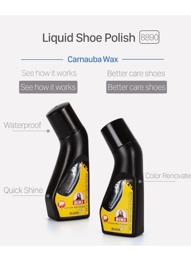 Biki Self Shine Liquid Shoe Polish Camauba Wax Formula Black 75 ML - Image 5