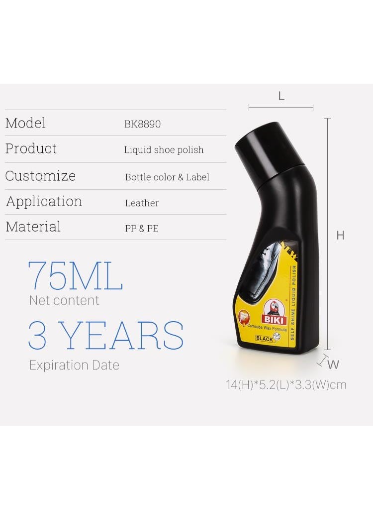 Biki Self Shine Liquid Shoe Polish Camauba Wax Formula Black 75 ML - Image 4