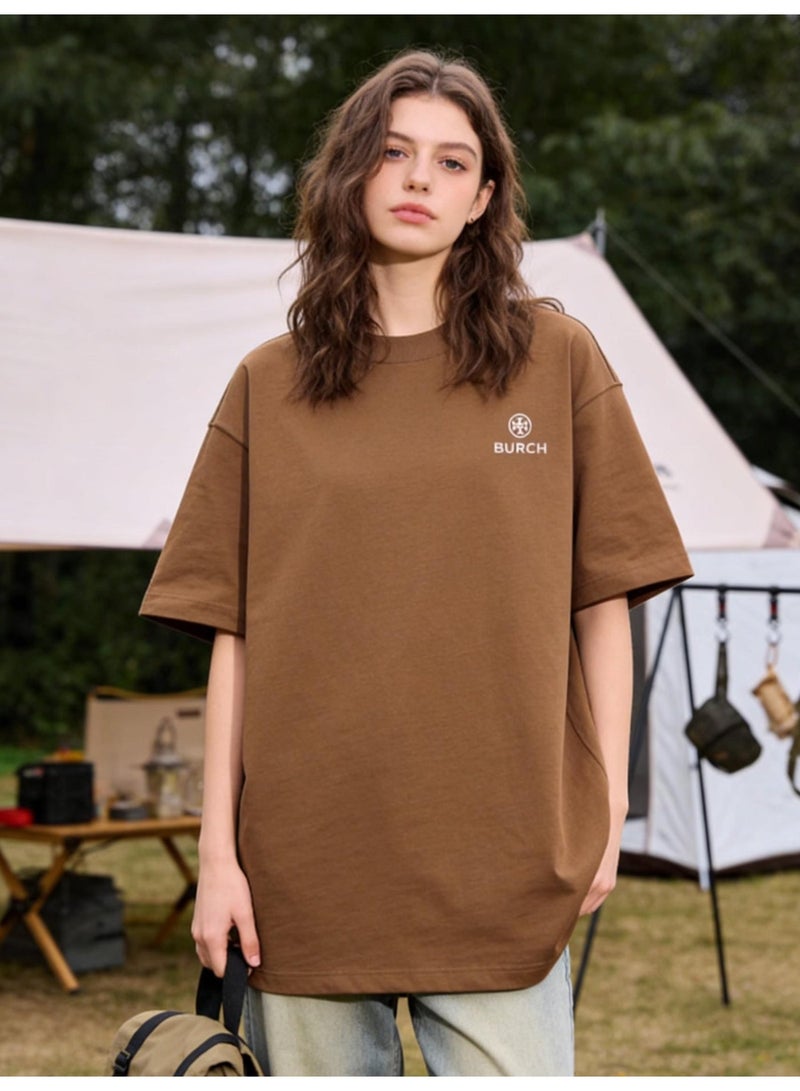 Burch Oversized T-shirt with LOGO, 300G heavy 100% cotton double yarn T-shirt, unisex leisure gym shirt, counter quality T-shirt, and versatile loose T-shirt in daily trend. - Image 5