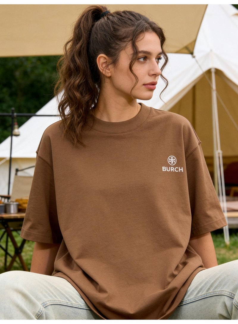 Burch Oversized T-shirt with LOGO, 300G heavy 100% cotton double yarn T-shirt, unisex leisure gym shirt, counter quality T-shirt, and versatile loose T-shirt in daily trend. - Image 1