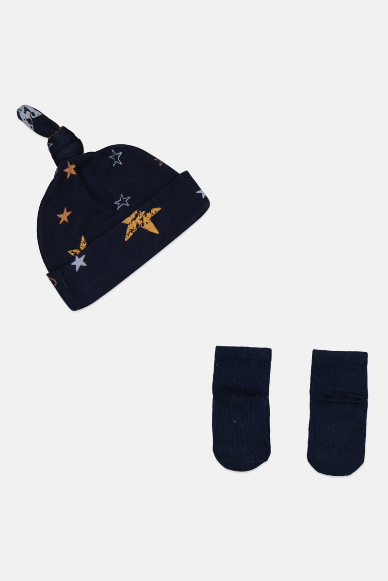 Fox & Bunny By Sinsay Toddlers Boy 2 Pack Printed Hat And Socks, Navy  - Image 2