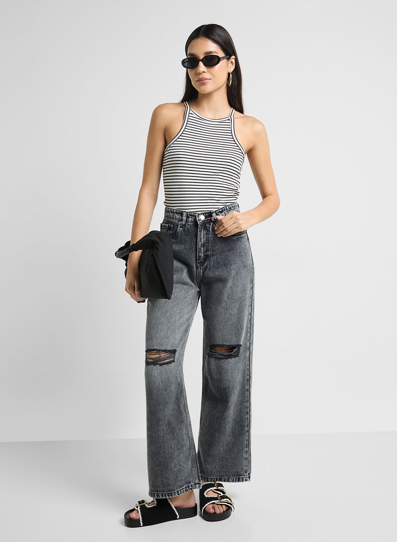 Ginger High Rise Distressed Wide Leg Jeans  - Image 2