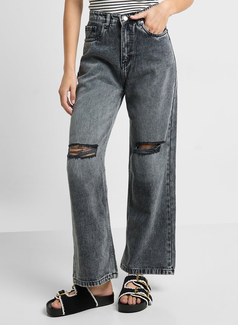 Ginger High Rise Distressed Wide Leg Jeans  - Image 1