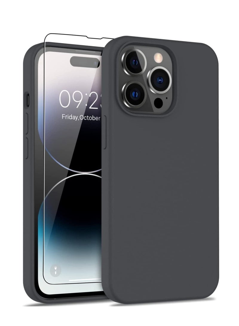 ELTRAZONE iPhone 14 Pro Max Case with Screen Protector,Soft Flexible Silicone Gel Rubber Bumper Cover,Slim Fit Shockproof Protective Phone Case for iPhone 14 Pro Max 6.7" Dark Grey - Image 1