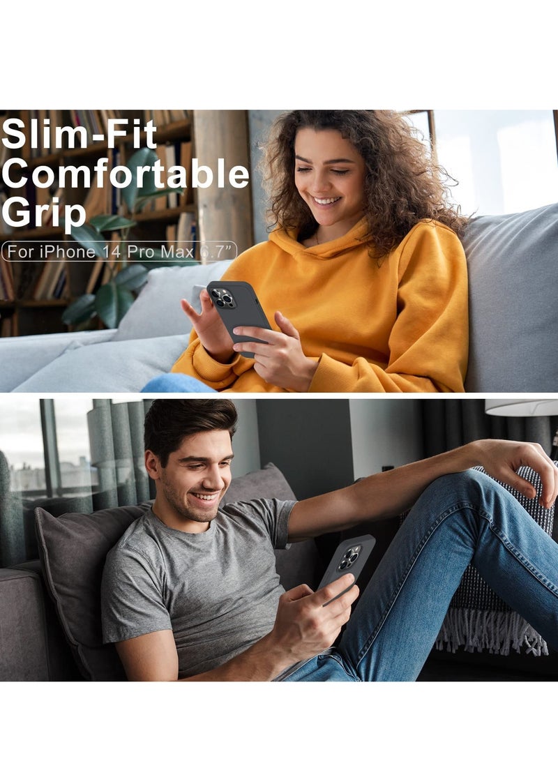 ELTRAZONE iPhone 14 Pro Max Case with Screen Protector,Soft Flexible Silicone Gel Rubber Bumper Cover,Slim Fit Shockproof Protective Phone Case for iPhone 14 Pro Max 6.7" Dark Grey - Image 2