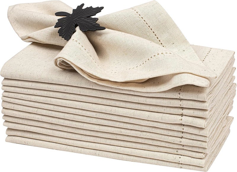 Flax Linen Napkins Set of 1218x18 Inch Reusable Cloth Dinner Napkins Natural Color Table Napkin for Dining Wedding Parties Mothers Day Everyday Use Soft Durable EcoFriendly Fabric