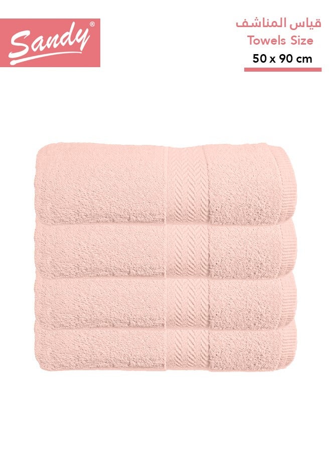 Sandy Premium Hotel Quality Hair Towel Set 100% Cotton Made in Egypt - 600 GSM, Soft Quick Drying and Highly Absorbent (4 Pack - 50x90 cm), Cantaloupe - Image 1