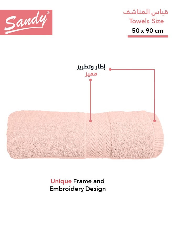 Sandy Premium Hotel Quality Hair Towel Set 100% Cotton Made in Egypt - 600 GSM, Soft Quick Drying and Highly Absorbent (4 Pack - 50x90 cm), Cantaloupe - Image 2