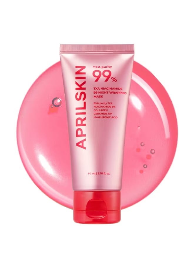 APRILSKIN TXA Niacinamide 99 Overnight Wrapping Mask | 99% High-Purity TXA+Niacinamide for Uneven Skin Tone | Overnight Skin Booster for Toning Care, Firming & Pore Care | 80ml, 2.70 fl.oz. - Image 1