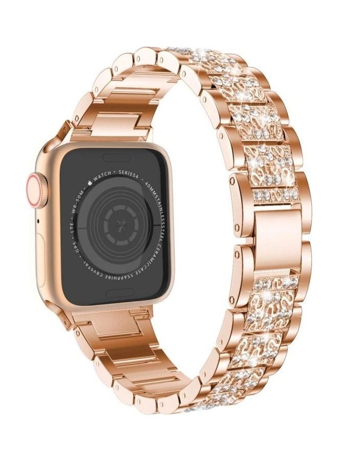 NIBEMINENT Replacement Strap For Apple Watch Series Gold - Image 1