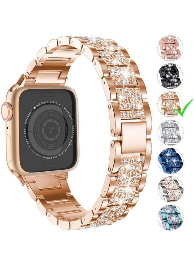 NIBEMINENT Replacement Strap For Apple Watch Series Gold - Image 4