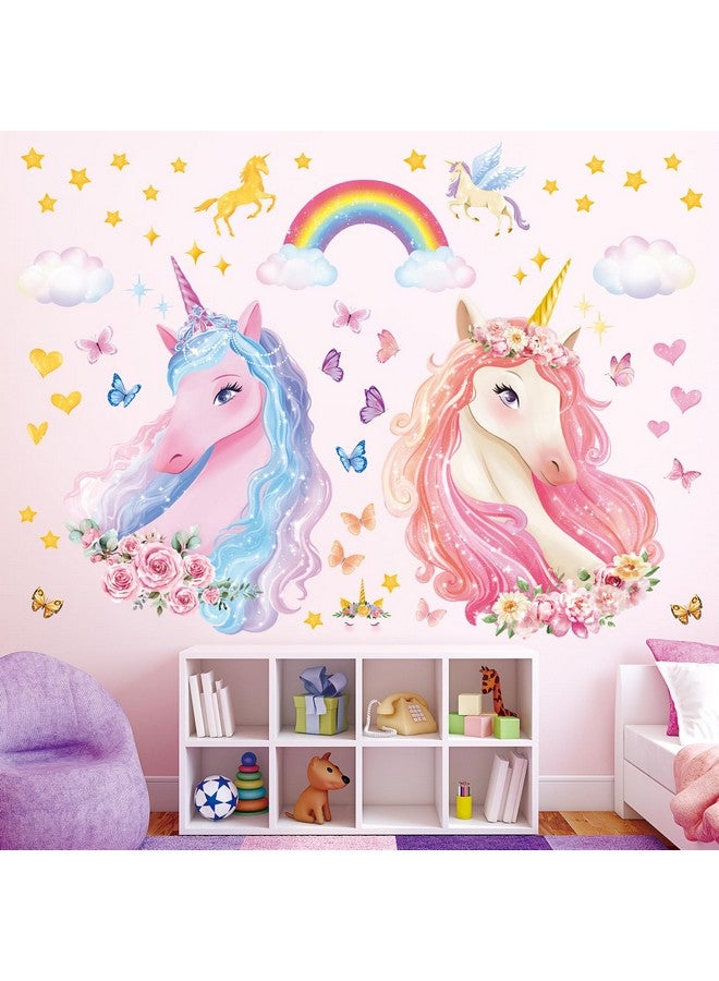 DECOWALL SG2-2322 Large Unicorn Wall Decals Rainbow Clouds Wall Stickers for Kids Baby Girls Bedroom Living Room Nursery Living Room Decor - Image 1