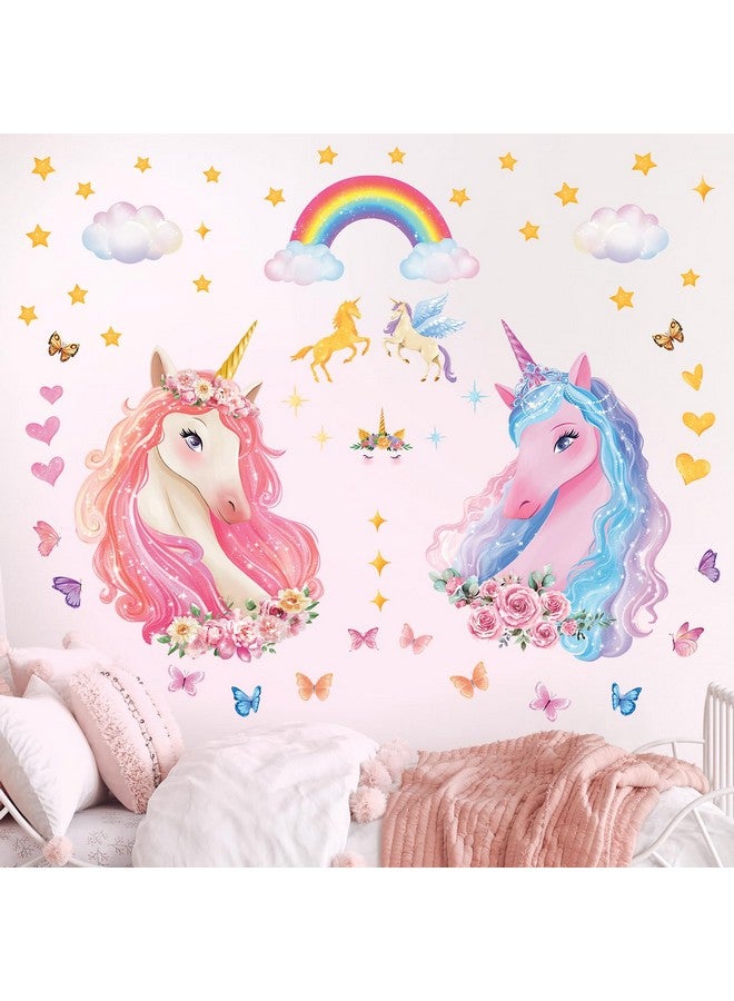DECOWALL SG2-2322 Large Unicorn Wall Decals Rainbow Clouds Wall Stickers for Kids Baby Girls Bedroom Living Room Nursery Living Room Decor - Image 3