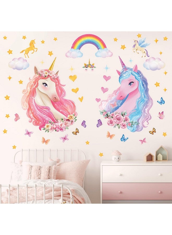 DECOWALL SG2-2322 Large Unicorn Wall Decals Rainbow Clouds Wall Stickers for Kids Baby Girls Bedroom Living Room Nursery Living Room Decor - Image 2