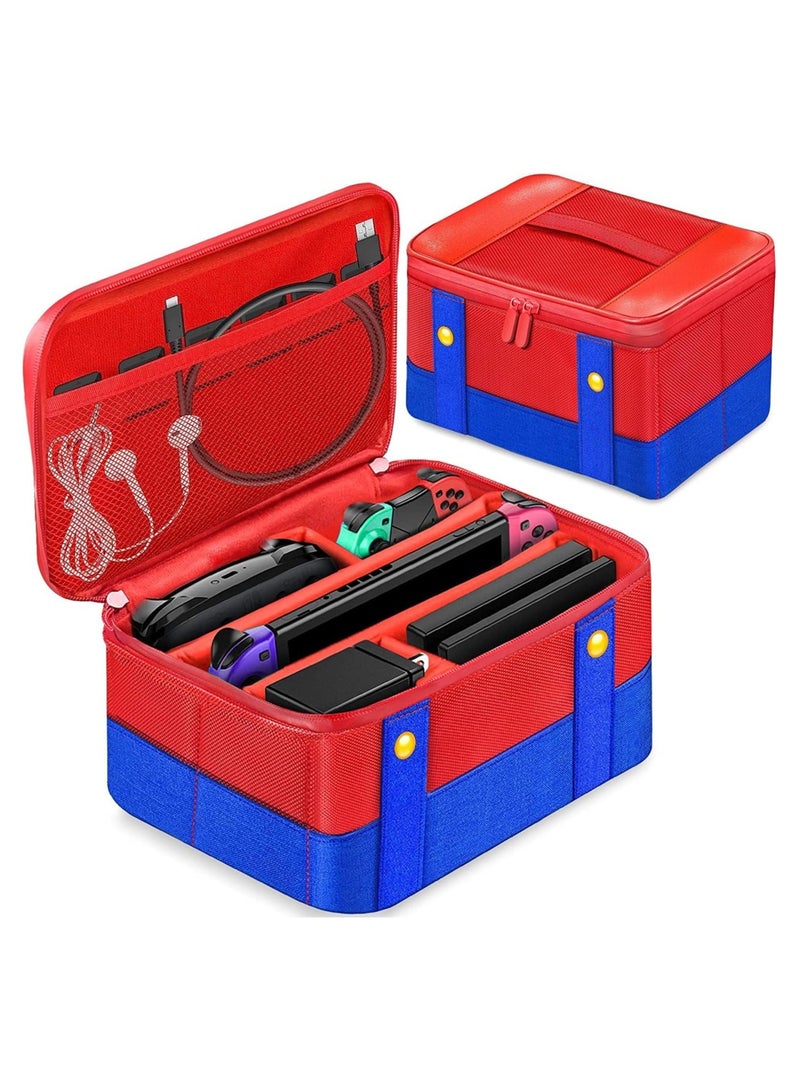 Hard Switch Case Compatible with Nintendo Switch and Switch OLED Model, Full Protection Hard Switch Carrying Case High-Capacity Travel Bag fit Switch Console Pro Controller Accessories Red - Image 1