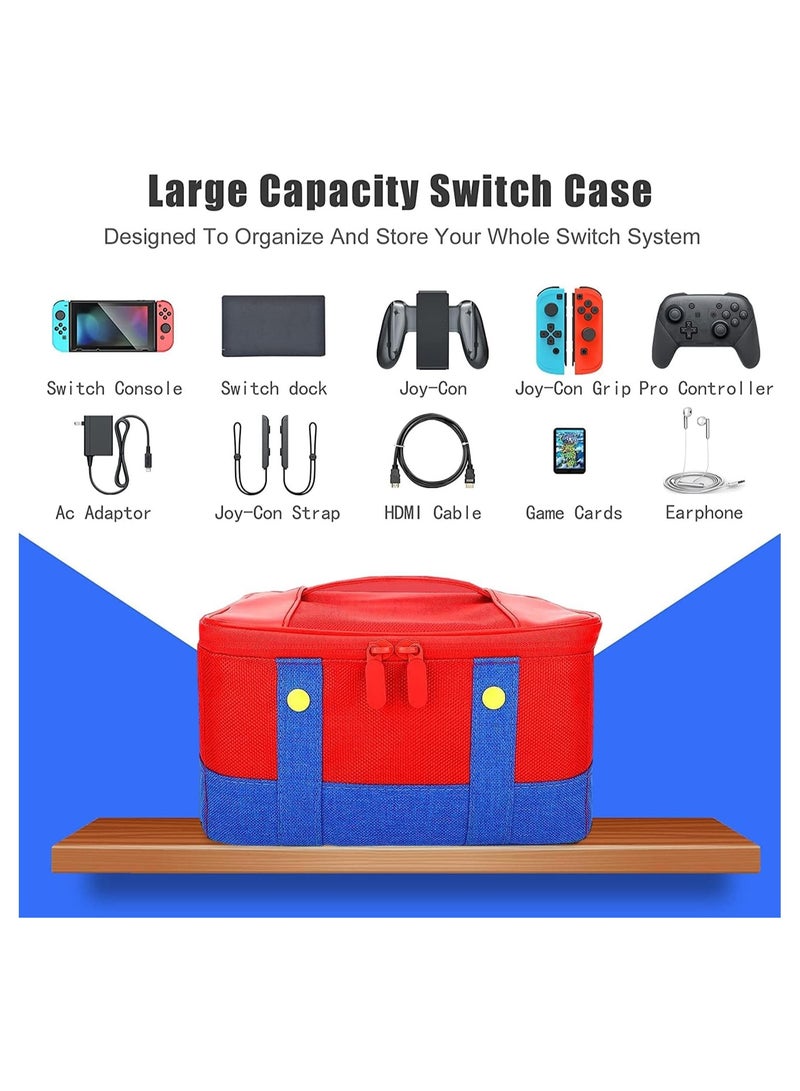 Hard Switch Case Compatible with Nintendo Switch and Switch OLED Model, Full Protection Hard Switch Carrying Case High-Capacity Travel Bag fit Switch Console Pro Controller Accessories Red - Image 3