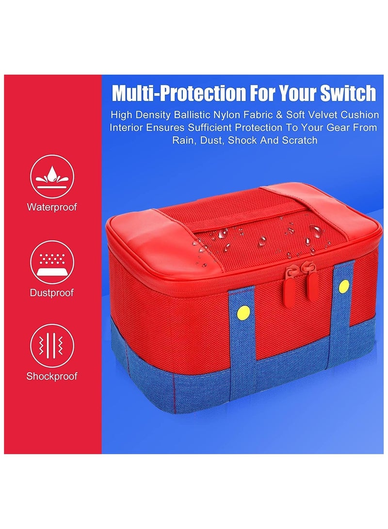Hard Switch Case Compatible with Nintendo Switch and Switch OLED Model, Full Protection Hard Switch Carrying Case High-Capacity Travel Bag fit Switch Console Pro Controller Accessories Red - Image 5