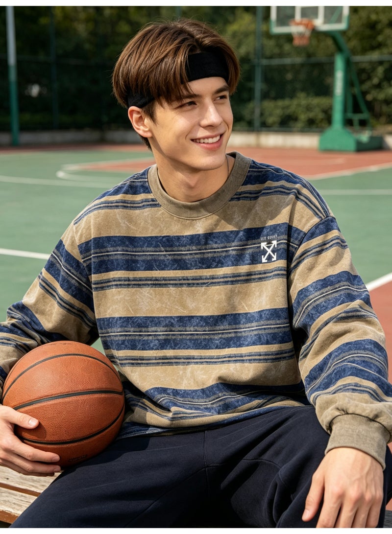 OFF-WHITE Men and women with the same old striped round neck contrast striped sweater - Image 5