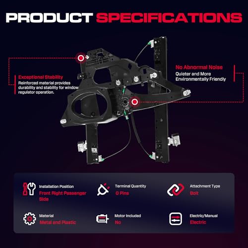 XIMAKA Front Passenger Side Power Window Regulator Without Motor with Panel Fit for 2007-2017 Ford Expedition Lincoln Navigator, 749-543 - Image 4