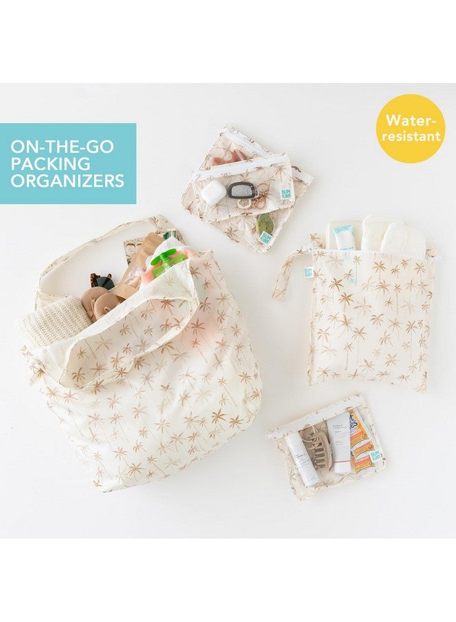 Bumkins Waterproof Wet Bag, TSA Approved Packing Pouches, Reusable Grocery Shopping Tote, Travel, Beach, Pool, Gym Clothes, Swimsuit, Cloth Diaper, Pump Parts, Toiletry, Washable, 5-pc Set Palm Trees - Image 2