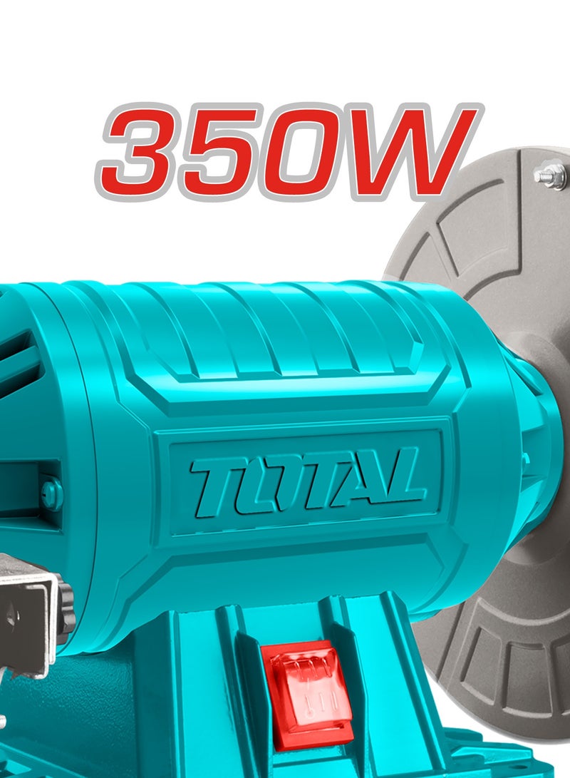 TOTAL 350W Heavy-Duty Bench Grinder - 200mm (8") Industrial Sharpener (2950RPM) with Aluminum Base, Adjustable Work Rests & Integrated Tool Box - TBG35020 - Image 2
