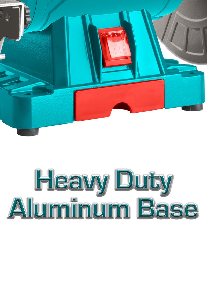 TOTAL 350W Heavy-Duty Bench Grinder - 200mm (8") Industrial Sharpener (2950RPM) with Aluminum Base, Adjustable Work Rests & Integrated Tool Box - TBG35020 - Image 4