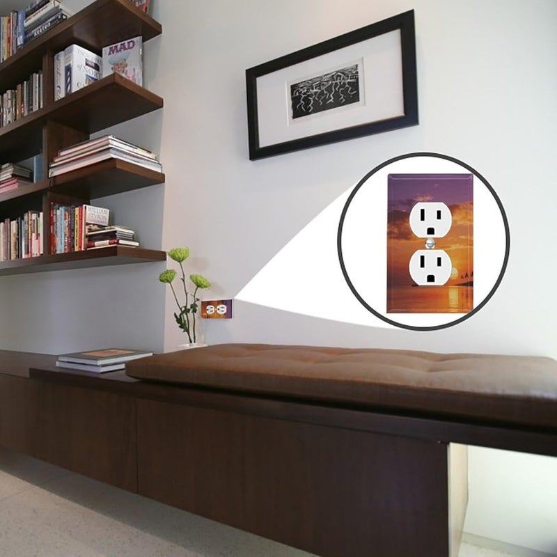 Boat Returning Under Coconut Trees Metal Wall Plate，Standard Size,Switch Plate Outlet Cover,Light Switch Cover Plate for Electrical Outlets,Electrical Outlet Covers Plates for Receptacle Light Switch - Image 3