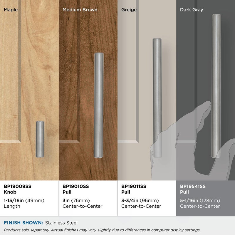 Amerock | Cabinet Pull | Stainless Steel | 5-1/16 inch (128 mm) Center to Center | Bar Pulls | 1 Pack | Drawer Pull | Drawer Handle | Cabinet Hardware - Image 3