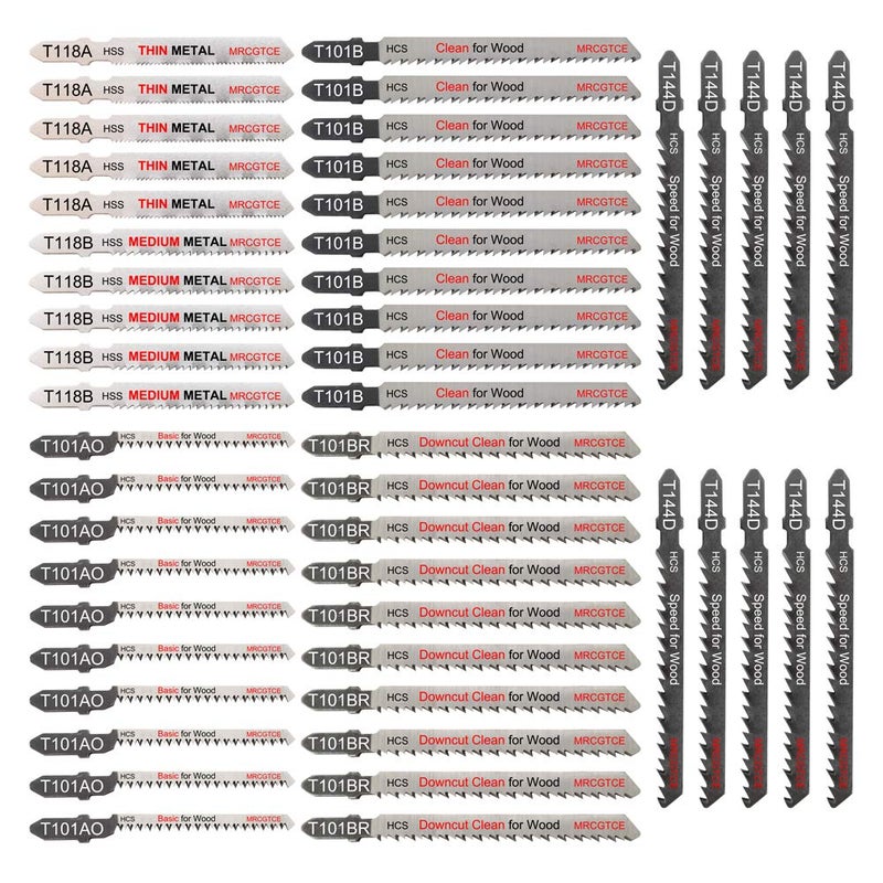 MRCGTCE 50 Piece Contractor Jigsaw Blades Set with Storage Case, Assorted T-Shank Jig Saw Blades for Wood, Plastic and Metal Cutting(T118A,T118B,T101AO,T101B,T101BR,T144D) - Image 4