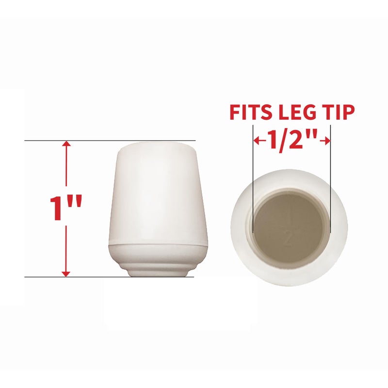 SoftTouch أغطية أرجل كراسي معدنية قابلة للطي من مطاط سوفت تاتش 1/2"، بيضاء (عبوة 4) - Image 3