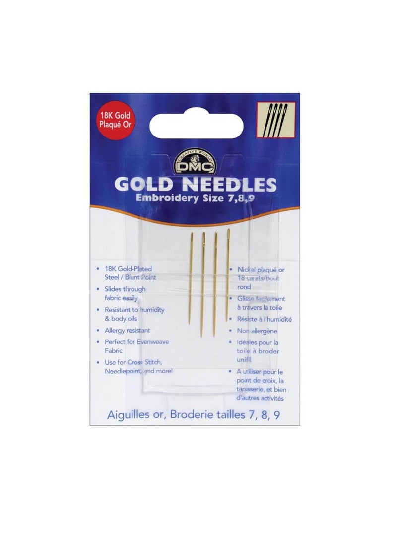DMC - Gold Embroidery Hand Needles Size 7/9 4/Pkg - Image 1