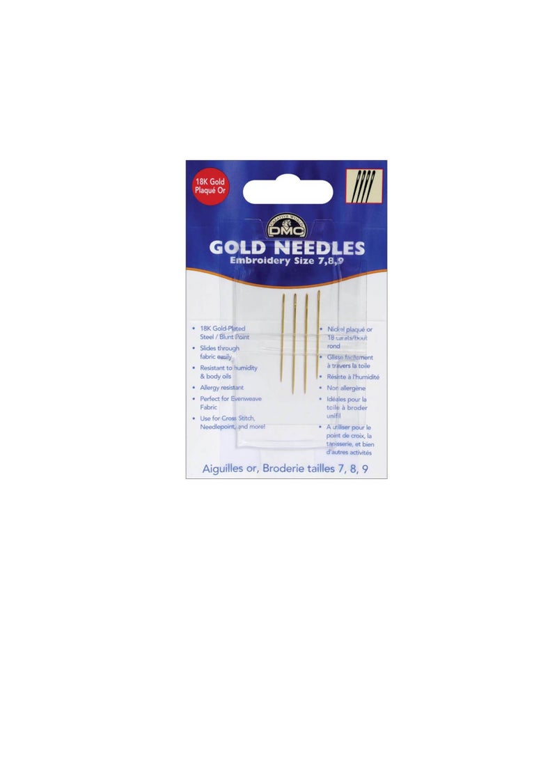 DMC - Gold Embroidery Hand Needles Size 7/9 4/Pkg - Image 1