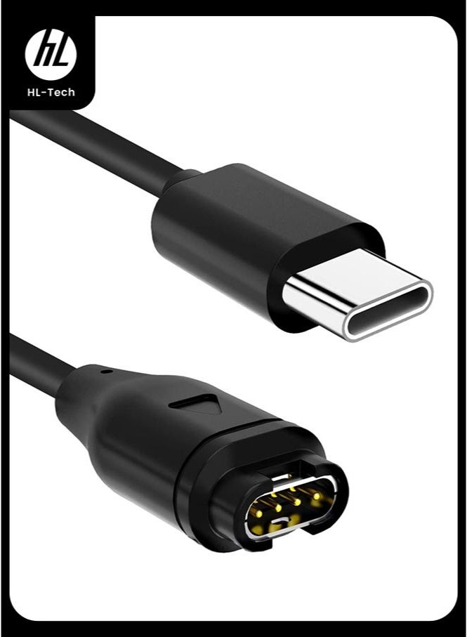 HL-Tech 1M Charging Cable for Garmin Vivoactive 5 4 4S 3, Fenix 7 7S 7X 6 6S Pro 5 5S 5X Plus, Forerunner 935 945 55 245 45 45S S40 S42 S60,Vivomove,Vivosport,Venu sq/Instinct 2 2S (Type-C) - Image 1