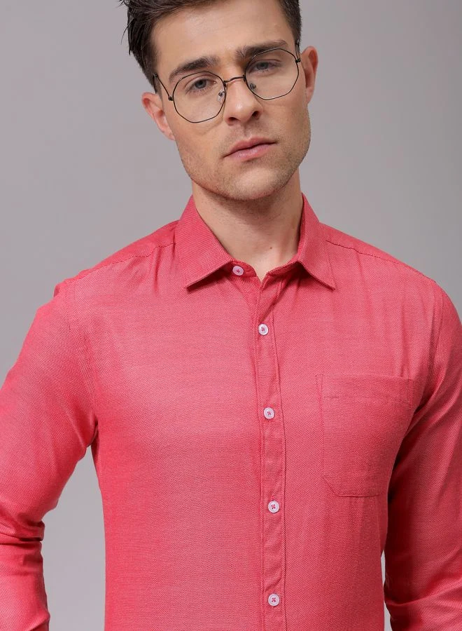 شركة المرآب الهندية Men Slim Fit Solid Full Sleeves Cutaway Collar Formal Shirt